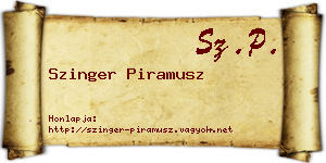 Szinger Piramusz névjegykártya